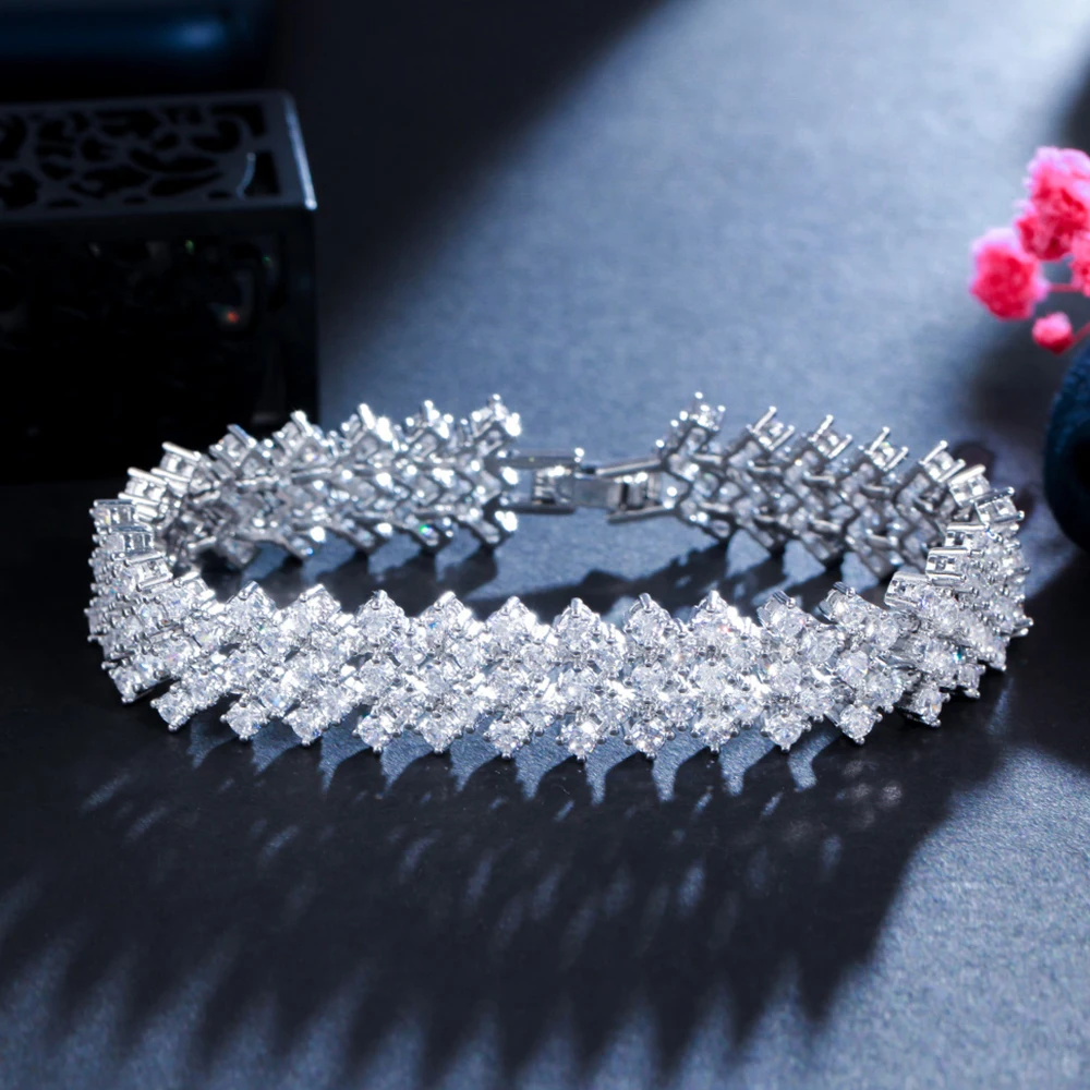 

BeaQueen Роскошный блестящий браслет-цепочка с квадратным цирконием для женщин, костюм для рождественской вечеринки, ювелирные изделия, подарки B220