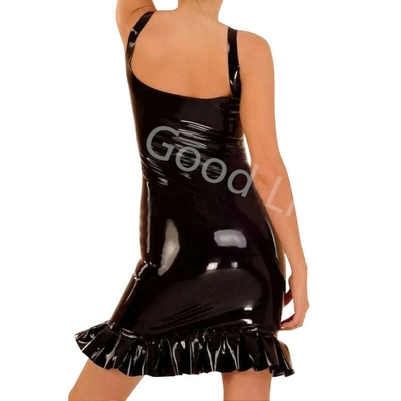 Ladies Black Latex Hip Skirt,Catsuit bodysuit，tight Sexy, Highlighting The Figur