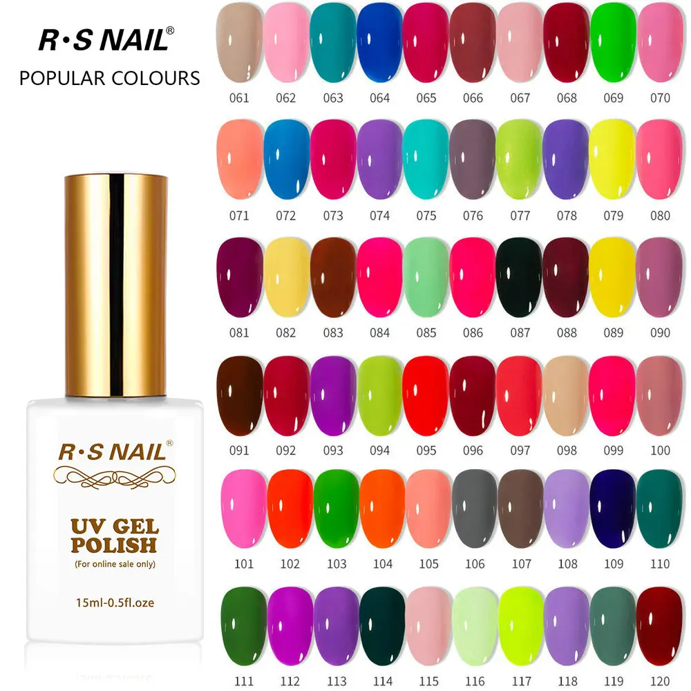 RS NAIL UV LED Prego Suprimentos 15ml Prego Gel Polonês 308 Cores Verniz Gel #061-120 Cor Gel Laca De Nail Art Gel Polonês