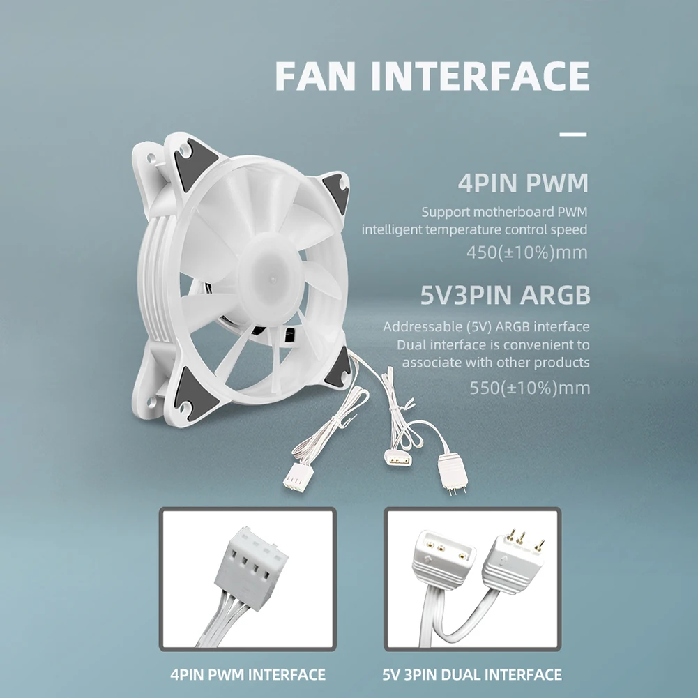 Coolmoon-ventilador de refrigeração para pc, 12cm, 5v, pwm, abordável, argb, dissipador de calor, para desktop, chassis, com controle rgb