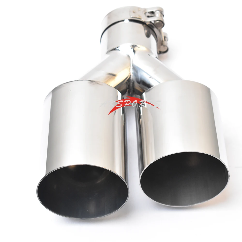 Simgle Layer Dual  Exhaut Pipe Universal Left Or Right Side Double Shinny Stainless Steel Car Muffler Tip
