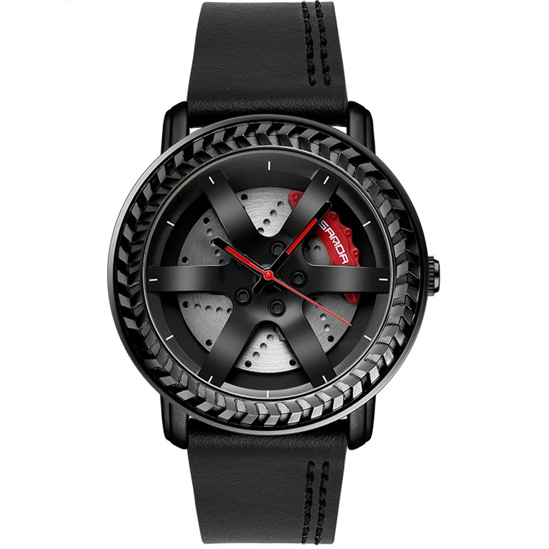 New Black Car Wheel Rim Hub Watch for Men Sports Watches Waterproof Creative SAAT Relogio Masculino Quartz Watch Man Wrist Watch