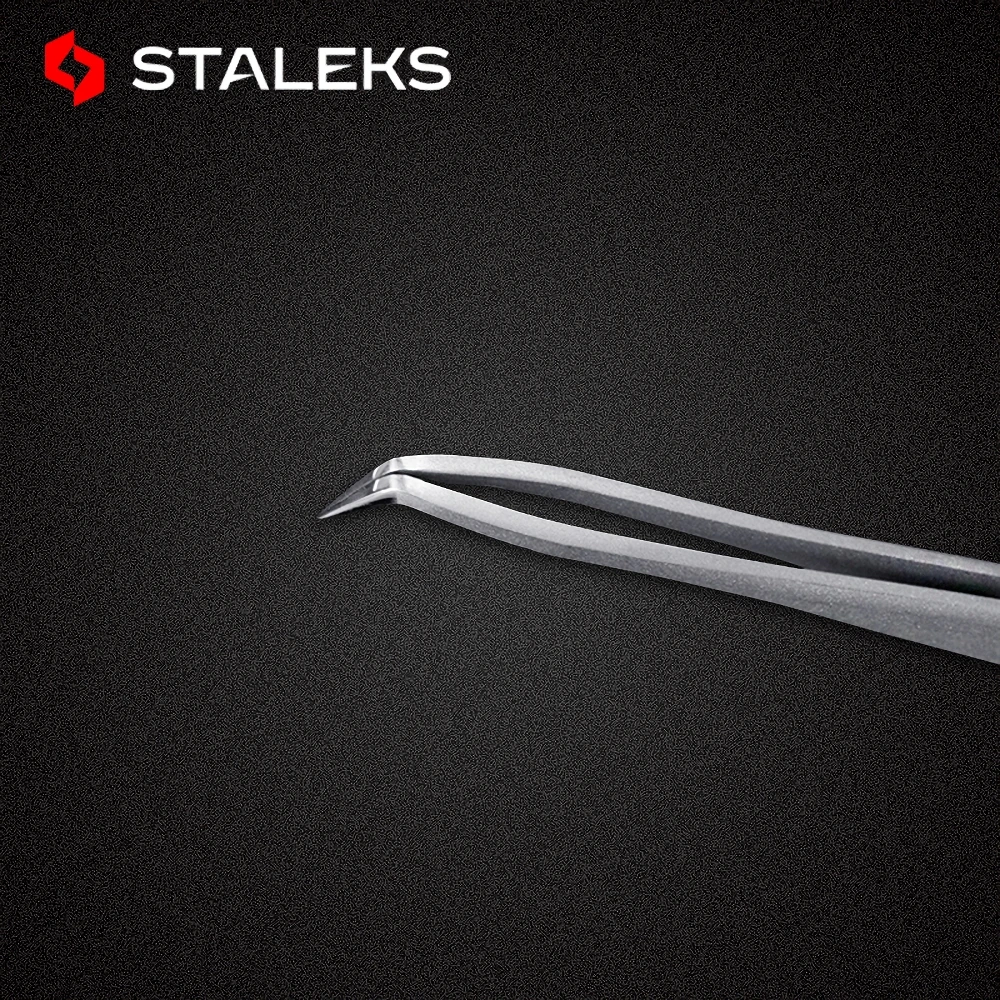 STALEKS PRO TE-40-8 Wave Pattern Embossing Tweezers Grafting Eyelashes Blooming ESD High Precise Hyper Fine AISI