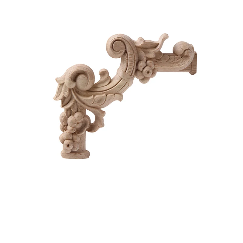 Wood Figurines Onlay Wood Decal Wood Applique Carved Retro Antique Large Long Floral Rubber Wood Window Cabinet Home Furniture