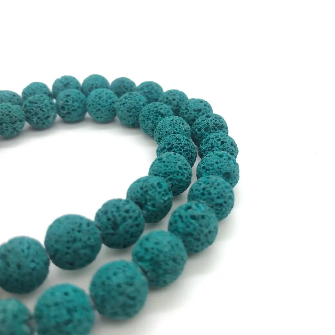 Fashion Colorful Volcanic Lava Stone Round Loose beads Natural Stone Rock Ball DIY For Jewelry Charm Bracelet 15\'