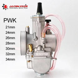 Alconstar- 21 24 26 28 30 32 34mm Motorcycle Carburetor with Power Jet for PWK 70CC-350CC Engine Carb Dirt Bike ATV Power Race