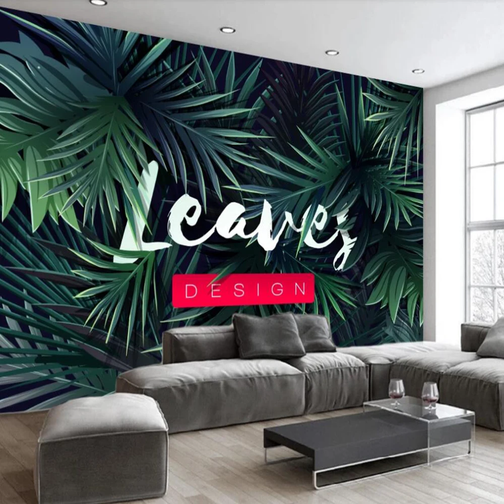 

Milofi custom large wallpaper mural Nordic abstract plant rainforest banana leaf background wall paper decorative painting