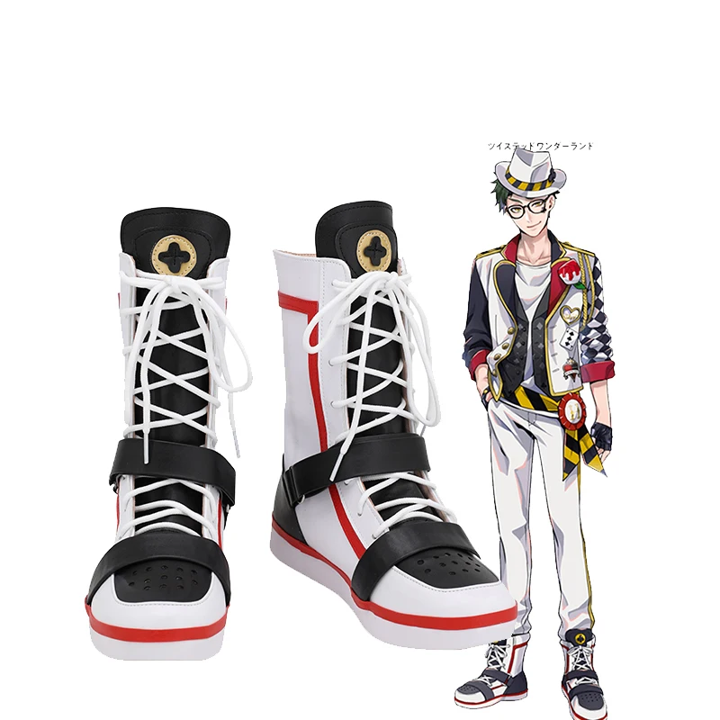 

Deuce Spade Shoes Cosplay Twisted Wonderland Deuce Cosplay Boots Customized White Shoes for Unisex