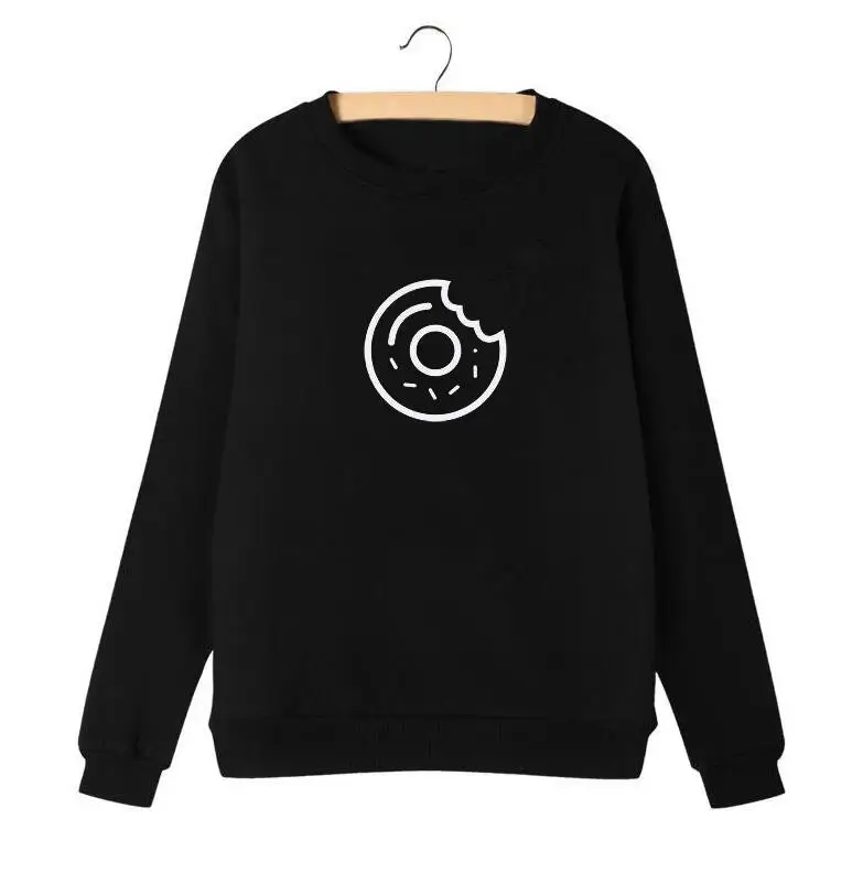 

Female Tracksuit Round Neck Hoodies Cute Donut Printing Harajuku Sweatshirt Casual