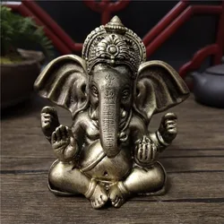Bronze Color Ganesha Buddha Statue Ornaments Resin Craft Elephant Hindu God Sculpture Figurines Home Decoration Buddha Statues