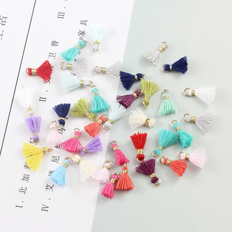 100Pcs 10mm Mini Hanging Ring Tassel Trim Pendants DIY Craft Arts Jewelry Earrings Decor Materials Accessories Small Fringe Trim