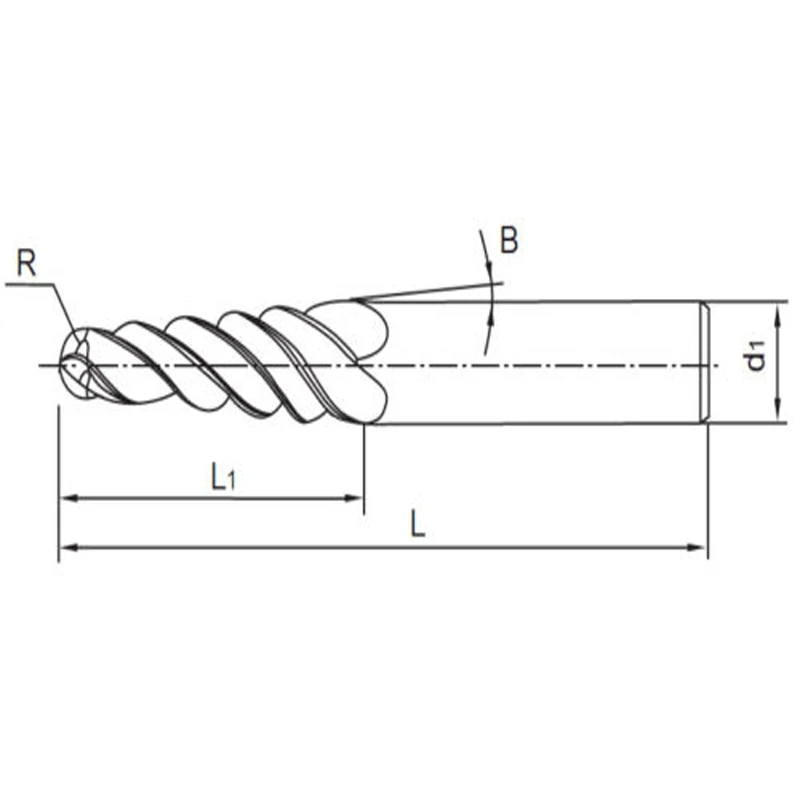 2pcs/lot R0.25*D4*20.5*50L*2F HRC55 Tungsten solid carbide  Tapered Ball Nose End Mills  cone milling cutter wood knife tools