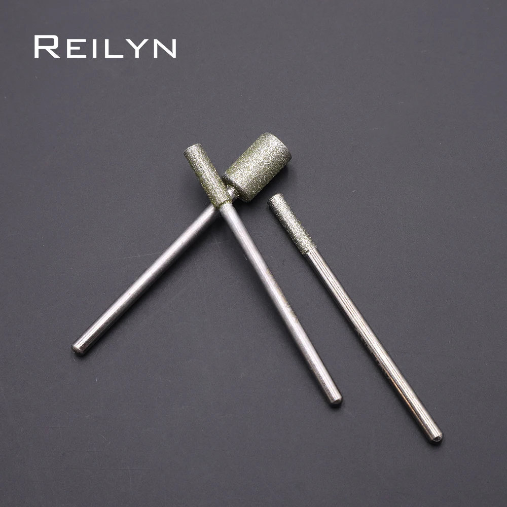 High quality 10pcs Cylinder 2.35mmx 1-6mm 150# Diamond Grinding Burr Jade metal teeth nails polishing diamond grinding point