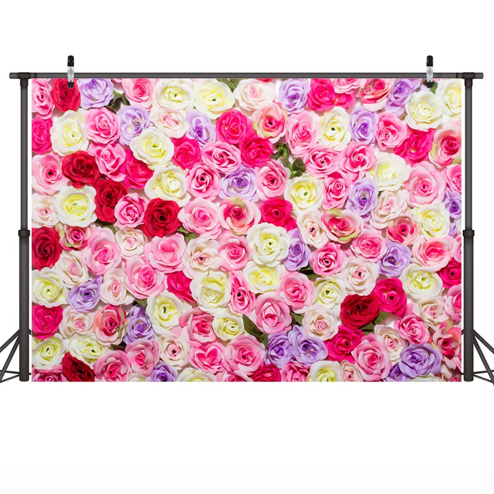 Flowers Wall Backdrop Photo Studio Rose Romantic Wedding Scenes Background Decor Rose Floral Portrait Photography Backdrops Prop