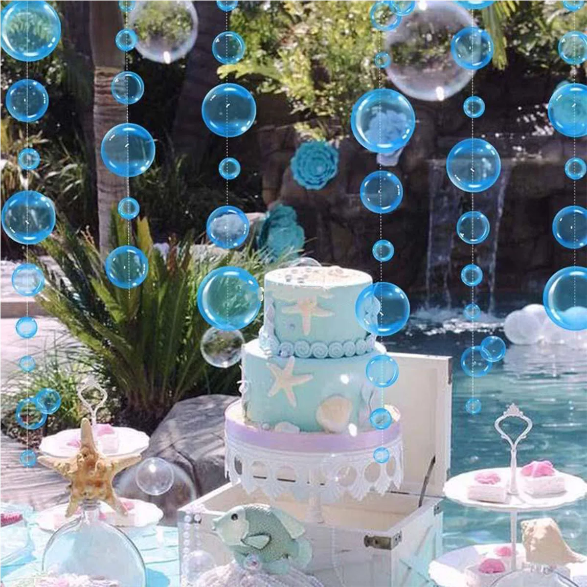 2m Girlanda z motywem oceanu, baner urodzinowy z syreną, dekoracje na przyjęcie w stylu podwodnym, dekoracje na urodziny dla dzieci, dziewczynek, baby shower