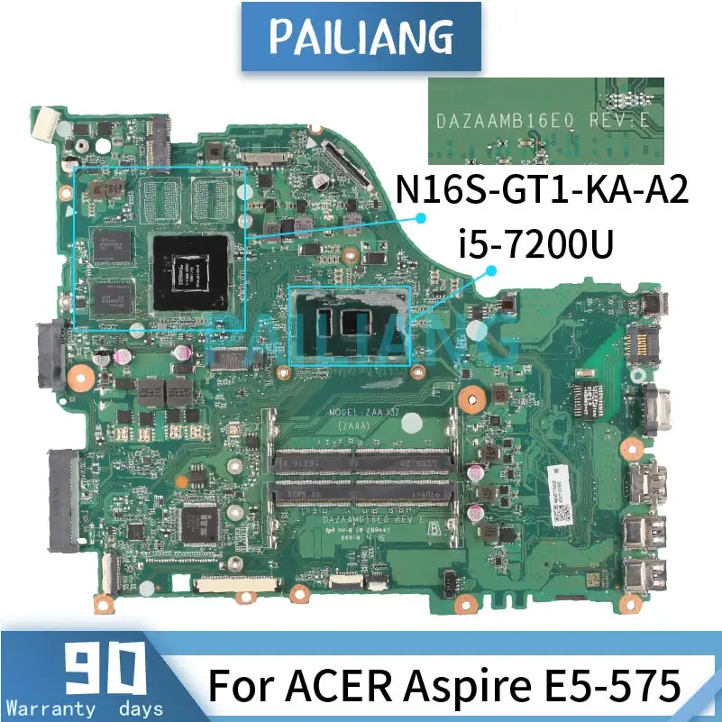 Imagem -02 - Placa Principal para Acer Aspire E5575 I57200u Computador Portátil Placa-mãe Dazaamb16e0 Sr2zu N16s-gt1-ka-a2 1gb Ddr4 Testado ok