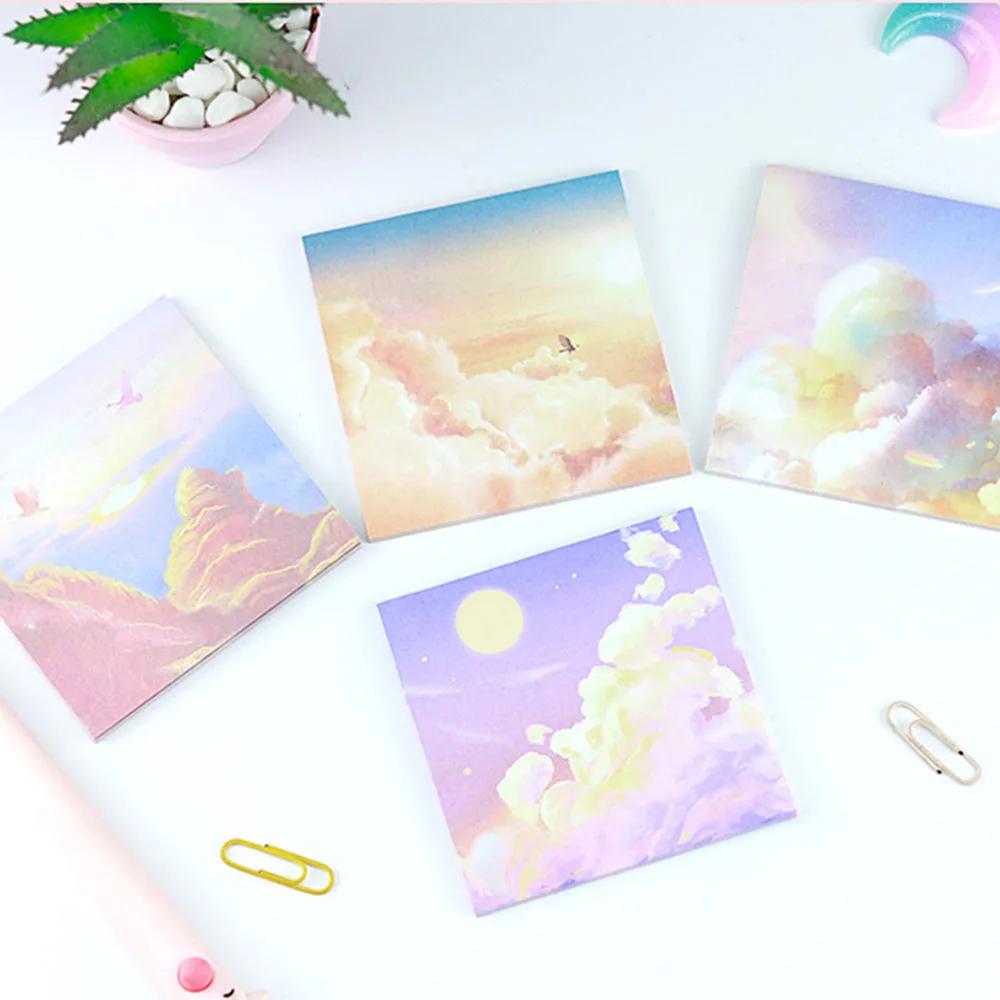 INS Styles 90sheets Creative Scenery Tour Self-Adhesive Sticky Notes Memo Pad Fresh Students Stationery Scrapbooking DIY Notepad
