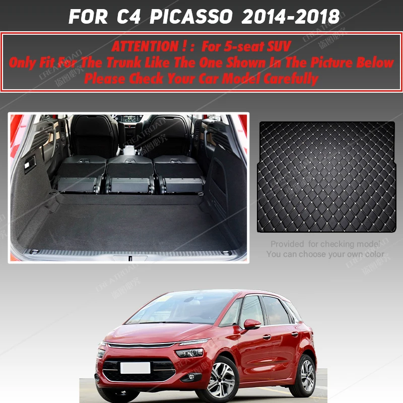 Full Coverage Car Trunk Mat For Citroen C4 Picasso 5-seat 2014 2015 2016 2017 2018 Car Floor Mats Carpet Accessories Auto Goods