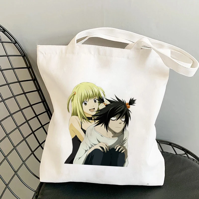 Shopper Bags Misa Amane Death Note Anime Graphic Ladies Canvas Tote Bags Shopping Bag Handbags Cloth Women Reusable Shoulder Bag