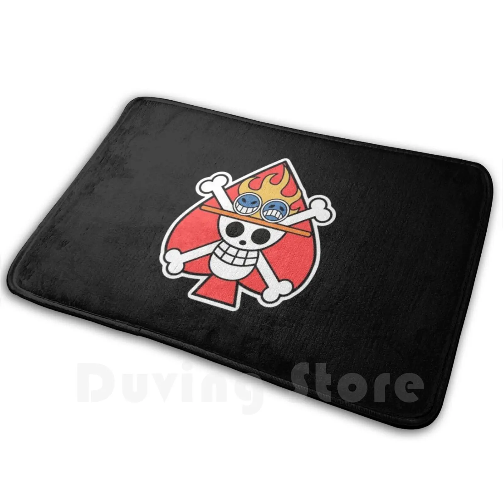 Red Spade Carpet Mat Rug Cushion Soft Non-Slip Shonen Pirate Fire Anime Manga Ace Heat Jolly Roger