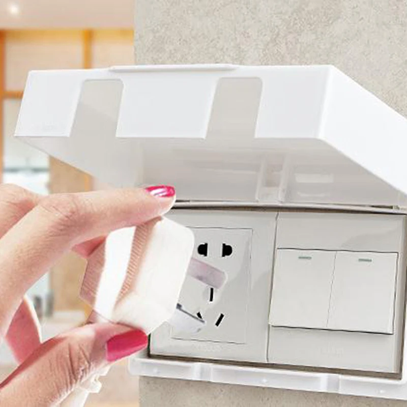 86 Type Double Socket Switch Protector Electric Plug Cover Child Safety Box Waterproof Splash Box Power Outlet Bathroom Supplies