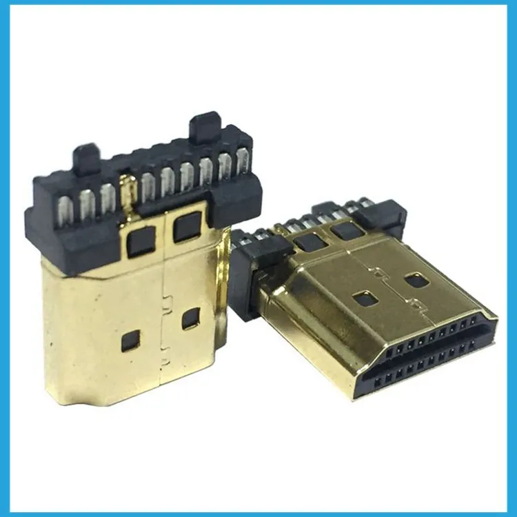 

Digital 19P HD interface male head gold-plated HDMI welding head network set-top box cable plug 1 pair