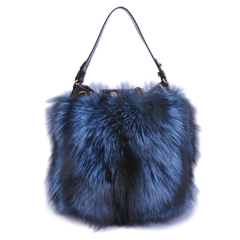 2021 New Fox fur Bag For Lady cowhide fur leather handbags Fox Fashion furs bag Traveling  Shopping bags