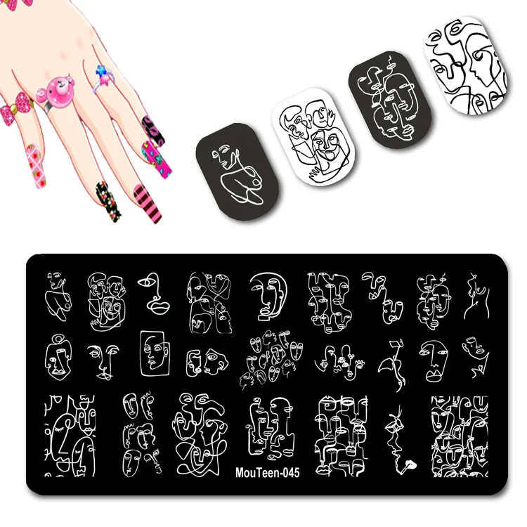 Occident Underwear Nail Art Design Swimsuit Girl Nail Stamping Plates Blade Lips Nail Art Template Nails Molds #046