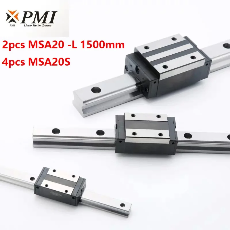 

2pcs origial Taiwan PMI MSA20 -L 1500mm linear guide + 4pcs MSA20S carriage blocks for CNC router