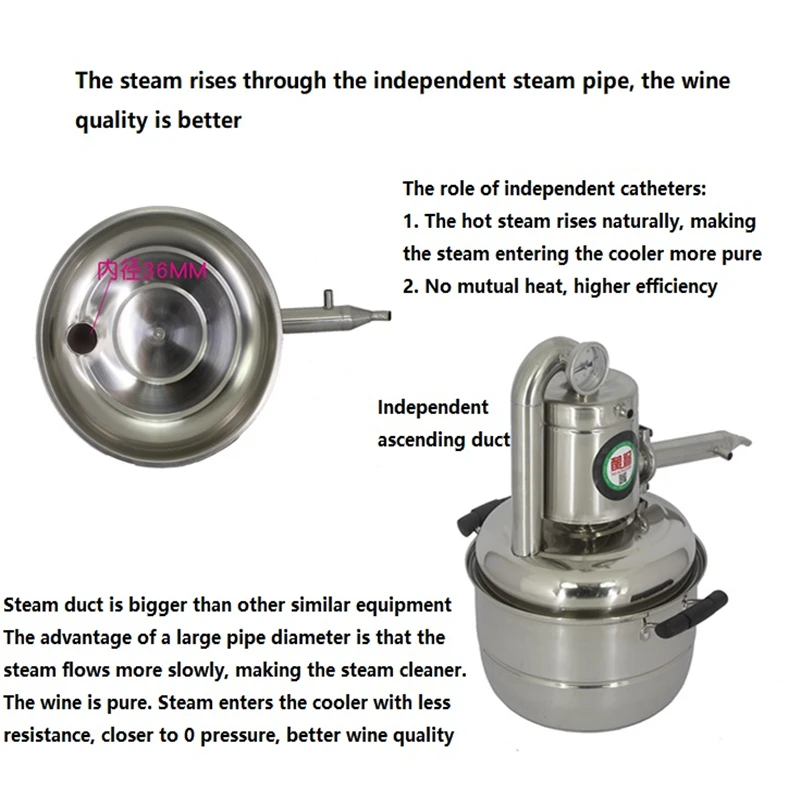 Бытовой винный аппарат для самостоятельной дистилляции ликера, нержавеющая сталь, 10 л