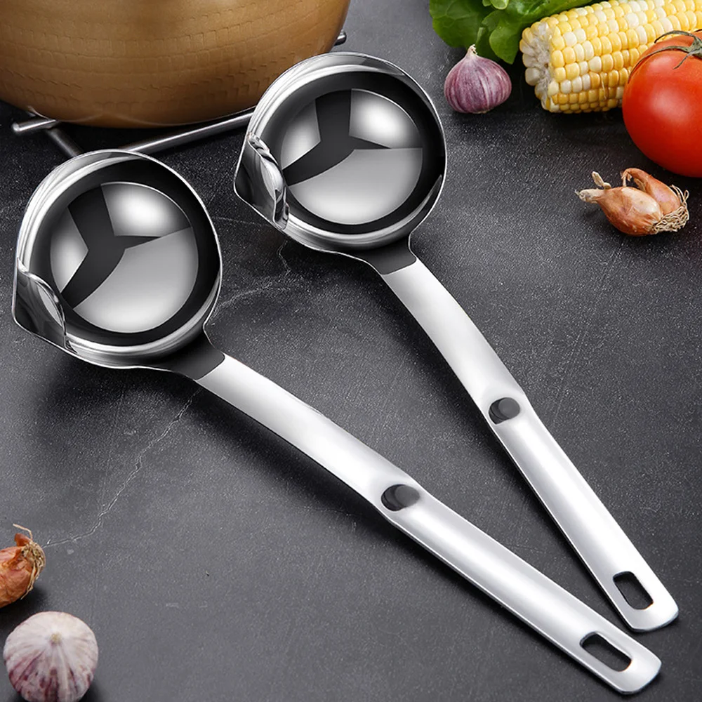 

Stainless Steel Scoop Filter Long Handle Soup Oil Separator Kitchen Colander Filtering Spoon Cooking Colander Kitchen Tools