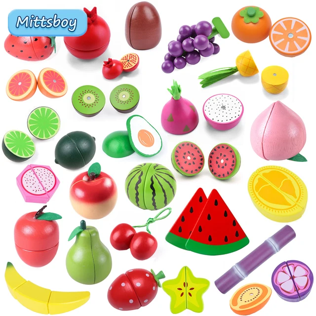 Symulacja magnetyczny dom zabaw dla owoców Montessori truskawkowy arbuz banan Durian przyprawa do pieczenia zabawki drewniane zabawki edukacyjne