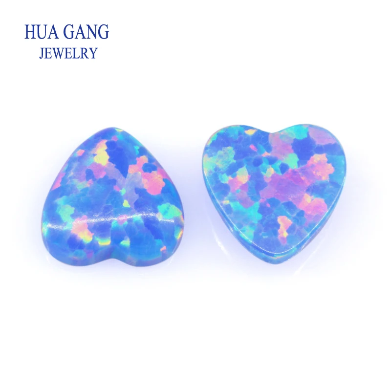 오팔 멀티컬러 하트 합성 루스 스톤 라운드 쉐입 베이스 카보숑 제작 오팔 비즈 준보석 주얼리용