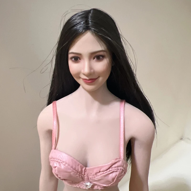 W magazynie 1/6 kobiet Angelababy głowy Sculpt FX10 czarne długie włosy głowy rzeźba Model Fit 12 \'\'żołnierz figurka ciała