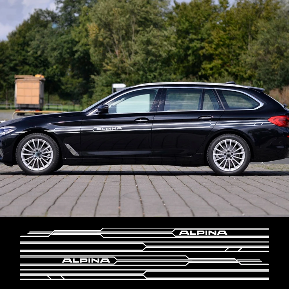 2PCS Car Long Side Stripes Sticker Decal For BMW E36 E39 E46 E90 E91 E92 E93 E21 E28 E30 E34 E60 E61 F30 F10 F32 F35 Accessories