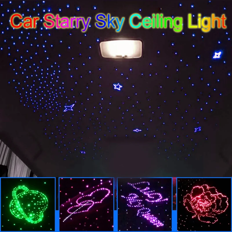 Car LED Interior Starry Sky Ceiling Lights Auto Lamp Roof Star Fiber Optic Light Blutooth Control DIY Car Modification  32 W