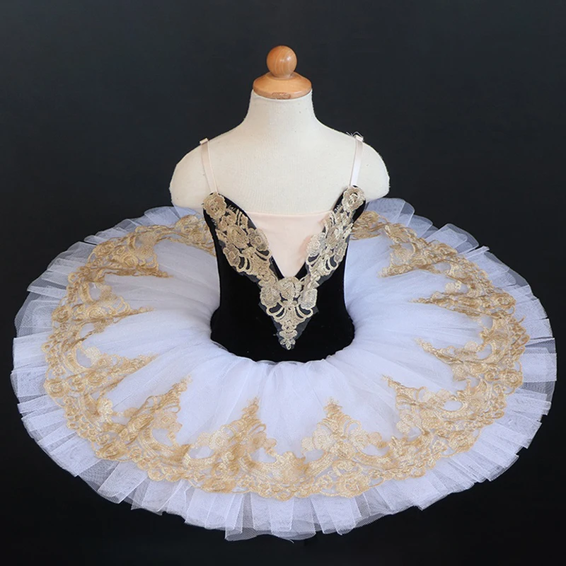 Girls gold Professional Ballet Tutu Dress Pink Blue White Swan Lake Ballerina Pancake Tutu Adult Kids Ballet Dress Dance Costume