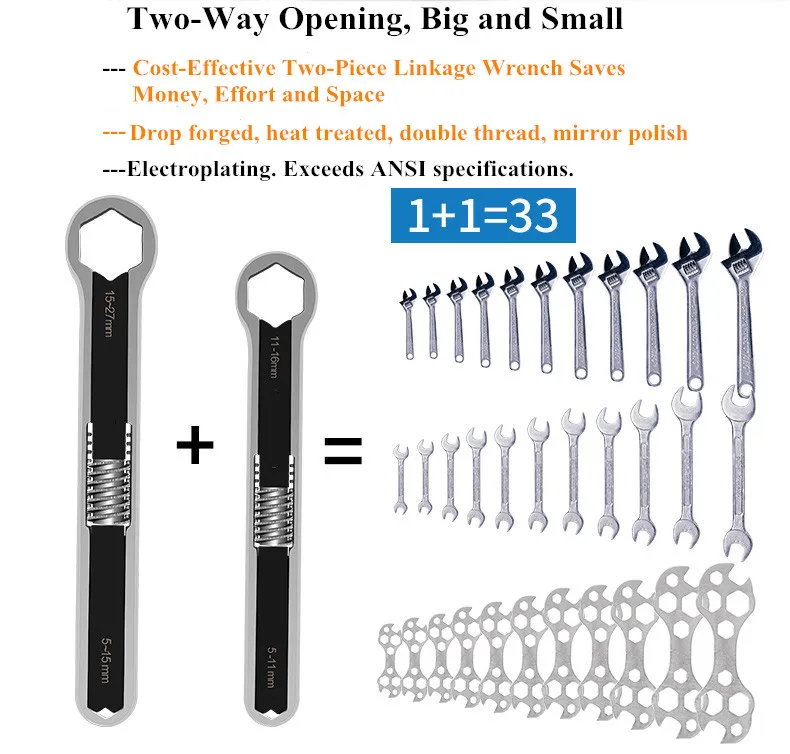 2 Chiếc Đa Năng Torx Cờ Lê, Kết Thúc Mở Cờ Lê, cao Cấp KÉP ĐÔI-Đầu Đa Năng Dụng Cụ, Cờ Lê Tự Động Điều Chỉnh Hộ Gia Đình