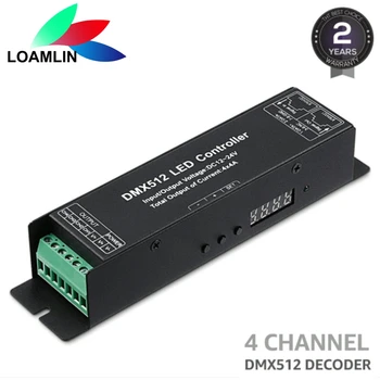 DMX512 4CH LED de contrôle déceder avec pilote d'affichage 4 canaux x 4A contrôle numérique RGB RGBW LED bandes lumineuses DC12-24V