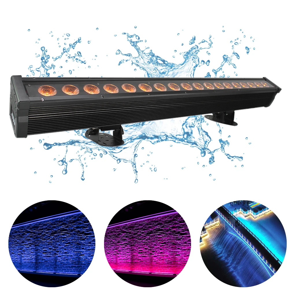 

Waterproof outdoor Wall Washer Stage Lighting 18pcs LED Light Bar RGBWA-UV 6in1 Wash For Bar Disco Party LED Wash Wall Light