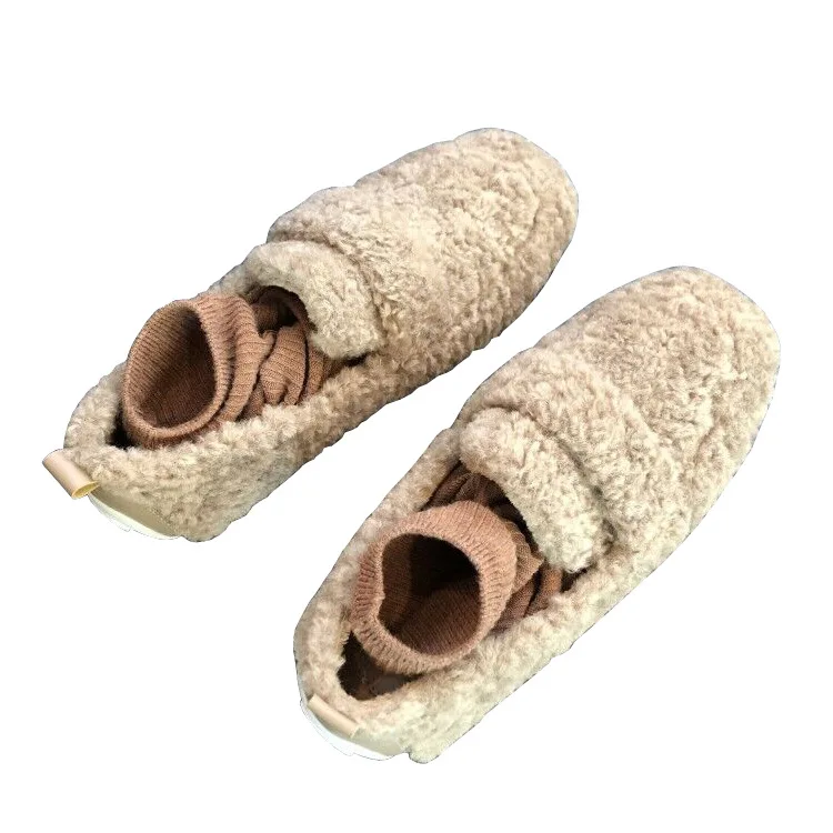 Korean Shoes Casual Female Sneakers Loafers With Fur Shose Women Slip-on Round Toe Autumn Women's Moccasins 2020 New Dress Slip