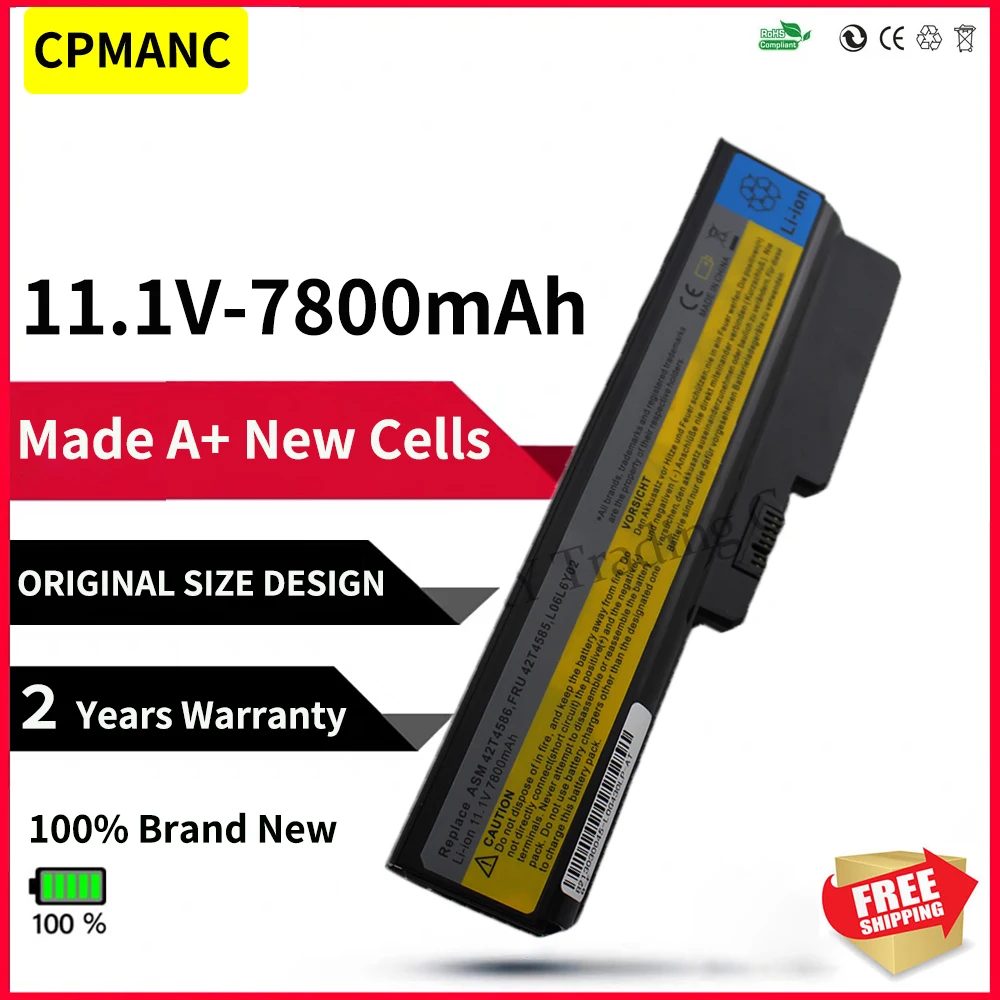 CPMANC 7800MAH Laptop Battery For Lenovo 3000 G430 G450 G530 G550 N500 Z360 B460 B550 V460 V450 G455 G555 Y l08s6y02