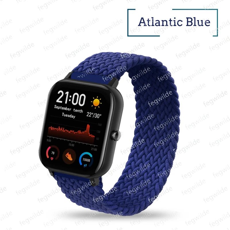 20mm 22mm Braided solo loop For Amazfit GTS/2/2e/GTS2 Mini/GTR 42mm/47mm/GTR2/2e/stratos 2/3 Bracelet Watch Amazfit bip strap