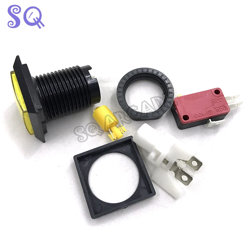 10pcs/set 32mm LED Illuminated Arcade Button 12V Square Push Button with Micro Switch for Coin Operated Games 10colors