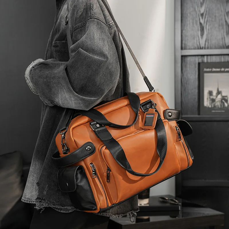 

Trendy Men's Shoulder Bag Retro Luxury Crazy Horse Leather Crossbody Bag Men Handbag Brand Business Mens Messenger Bag Briefcase