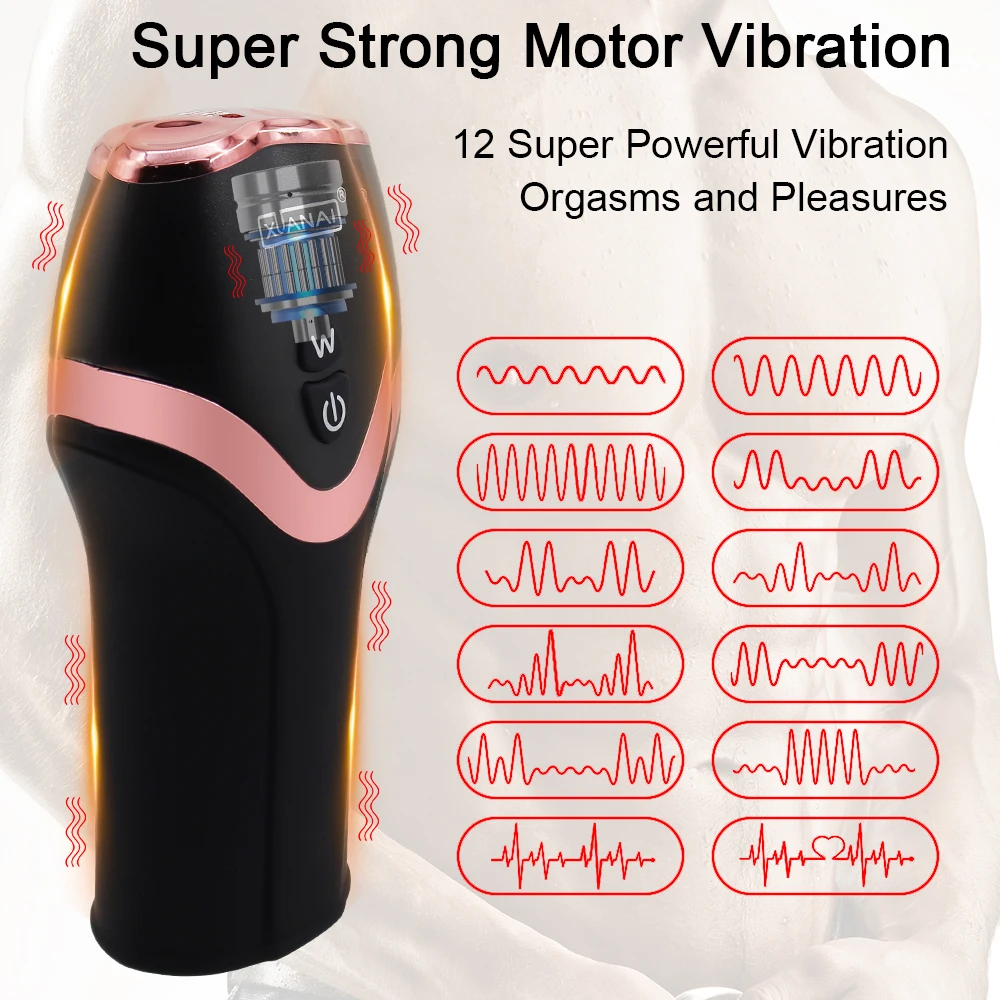 Penis Pump Vibrator Penis Delay 12 Speed Male Masturbator Trainer Adult Automatic Glans Stimulate Exercise Oral Sex Toys for Men