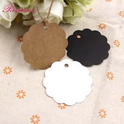 50PCS Round Laciness Paper Tags Kraft Paper Card Tags Labels DIY Scrapbooking Crafts Hang Tags Christmas/Wedding Party Favors