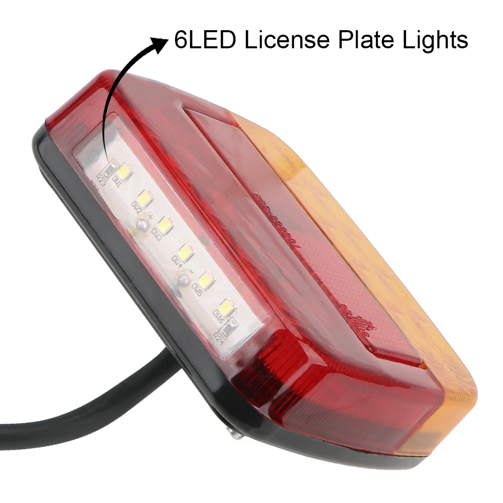 12V Taillight Turn Signal Indicator 26 LEDs Tail Light Car Number Plate Light Rear Reverse Brake Stop Lamp Trailer Truck Caravan