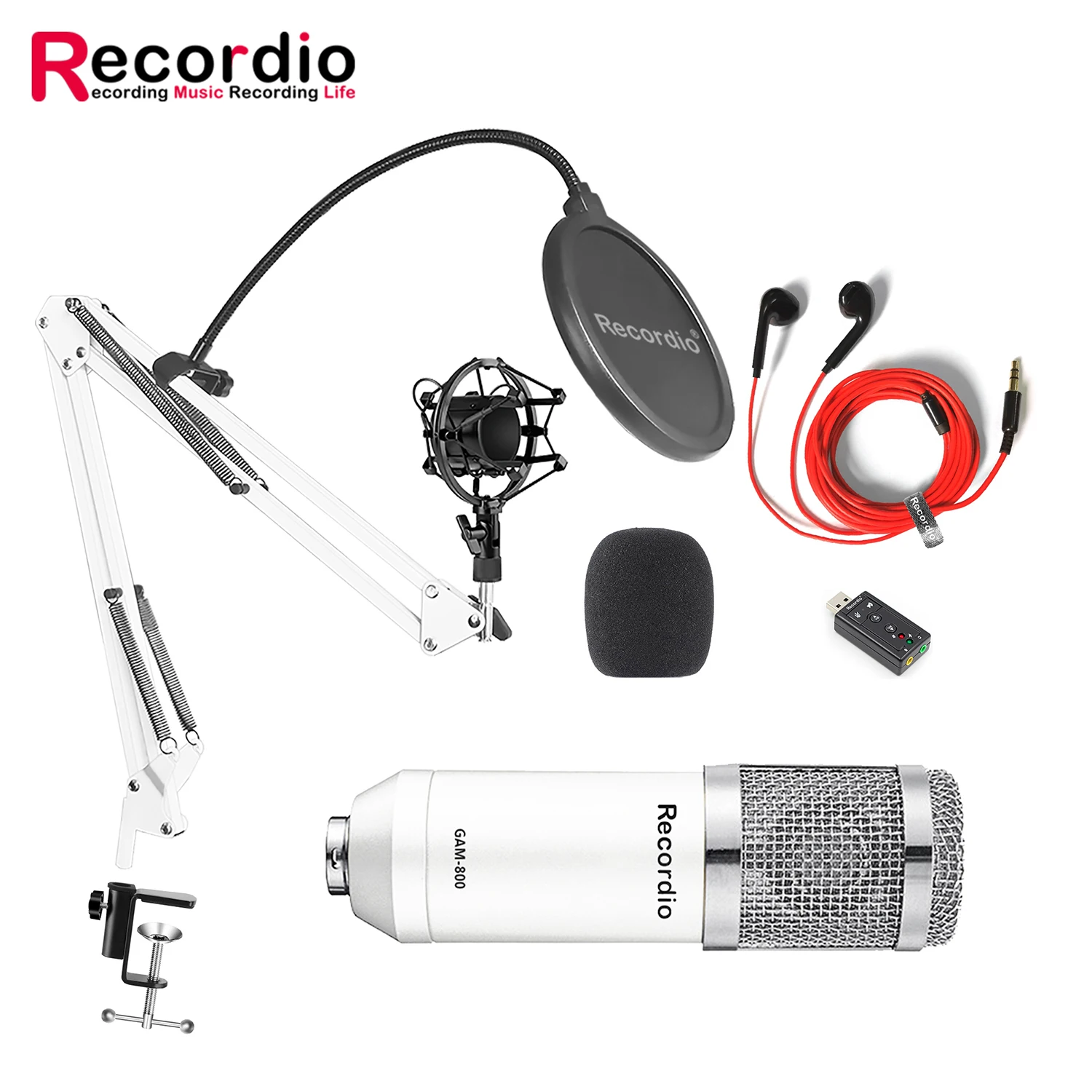 Microfone Condensador BM800 Pro para Telefone e PC, Gravação de Voz, Kit MIC, Karaoke Sound Card, GAM-800