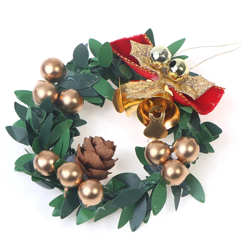 6ซม.คริสต์มาส Garland Decor 1:12 Dollhouse Miniature Christmas พวงหรีด Garland เครื่องประดับคริสต์มาส Decoracion Navidad